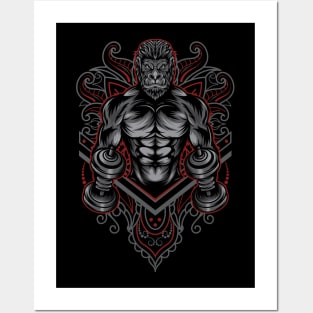 Gorilla Fitness Mandala Posters and Art